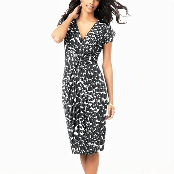 NWT Leota Women's Plus Betty Twist Front Leopard Print Midi Dress - Picture 2 of 6